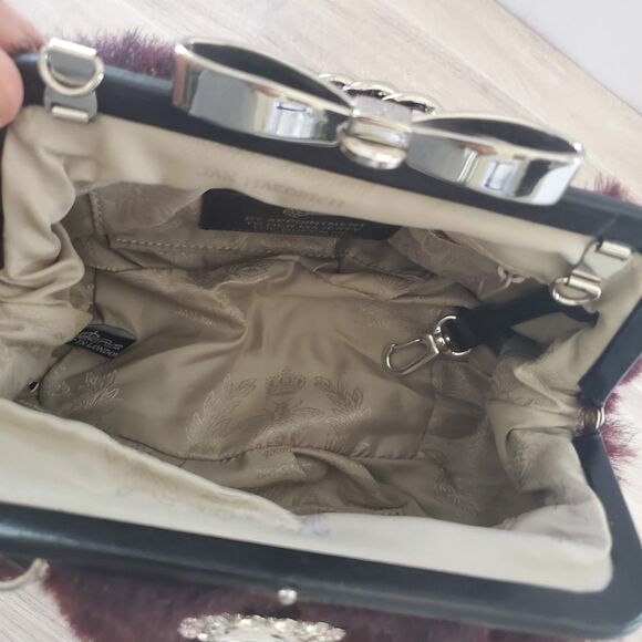 My Flat in London Saville Black Scarlett Faux Fur Bag Bow Snap Close M028745 - Picture 8 of 16